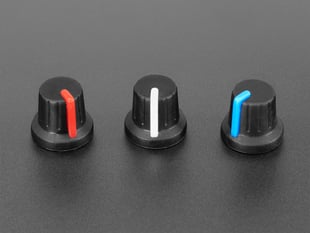 Group Shot of the Various Color Options to the Potentiometer Knob - Soft Touch T18 - Red.