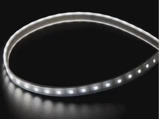 LED strip emitting cool white lights.