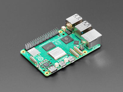 Green credit-card-sized microcontroller.